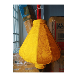 2025 Retro New Style Traditional Vietnamese SILK <b>LANTERN</b> Eco-Friendly <b>Bamboo</b> with Painted Flower Design Export From Vietnam - Product Image 4