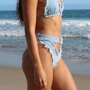 Shorts de Mezclilla Mini de Cintura Alta para Mujer, Verano, Sexy, para Fiesta, Corte Regular, Casual Chic - Product Image 3