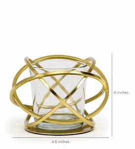 Porte-bougie de style géométrique, décoration de table très vendue, bougeoir en or plaqué, décoration de table de mariage - Product Image 3