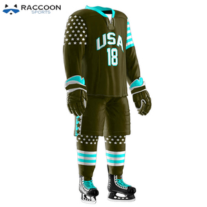 Tenue d'équipe sportive, maillot de hockey sur glace, uniforme respirant à séchage rapide, 100% polyester, qualité supérieure, logo personnalisé cousu, Raccoon Sports - Product Image 5