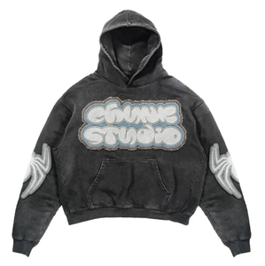 Sweat à capuche surdimensionné pour homme, brodé, écologique, impression personnalisée, tissu tissé, sérigraphie, impression numérique, coupe automne - Product Image 5