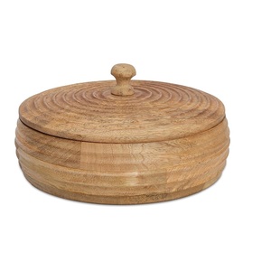 Casserole en bois durable gravée à la main Casserole Chapati Box Kitchen Hotpot Roti Container Décoration de table pour servir Hotpot - Product Image 2