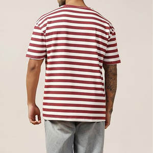 T-shirt en coton épais 220g pour hommes grande taille Crew Fitness tissu tricoté uni long surdimensionné imprimé 100% coton - Product Image 2