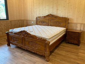 Lit king-size en bois massif sculpté à la main, de qualité supérieure, avec cadre et pied de lit luxueux, meubles de chambre à coucher de qualité supérieure. - Product Image 2