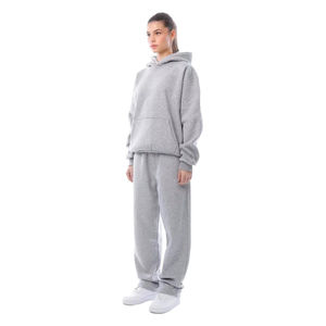 Ensemble de survêtement 2 pièces en molleton écologique 100 % coton, coupe oversize, en tissu molletonné uni, style streetwear, personnalisable OEM - Product Image 3