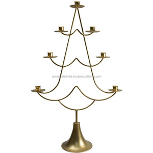 Meilleure qualité brun enduit de poudre arbre de Noël ornement étoile maison en forme de bougeoirs vente chaude décorations de fête - Product Image 3
