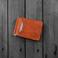 Dompet pria Retro Crazy Horse kulit sapi asli, dompet klip lipat dua pria
