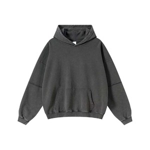 Poids lourd sans cordon pull à capuche logo personnalisé français 100% coton surdimensionné hommes sweats à capuche pour hommes - Product Image 1