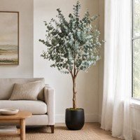 Árbol de Eucalipto Artificial, Planta Verde Artificial en Maceta, Árbol Decorativo Realista para Decoración de Interiores del Hogar