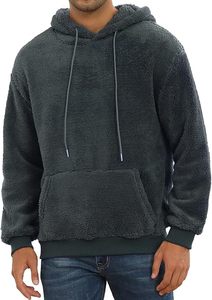 Veste en fausse fourrure pour hommes, vestes brodées en polaire décontractée noire pour hommes, veste Sherpa Streetwear - Product Image 2