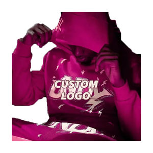 Custom Logo Unisex Tracksuit Sportswear for <b>Mens</b> Sweatsuits <b>Crop</b> <b>Top</b> Flared Sweatpants and Hoodie Set - Product Image 2