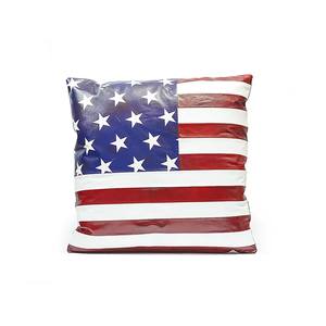 America Flag Genuine Leather Cushion Genuine Cowhide Pull up Leather <b>Pillow</b> Cushions Custom Logo OEM/ODM Available - Product Image 1