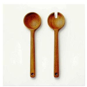 Juego de servidor de ensalada de madera natural con 2 torneros Utensilios hechos a mano sostenibles - Product Image 3