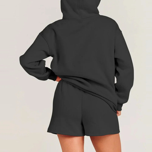 Nouveautés Vêtements à la mode Printemps Sweat à capuche pour femme Ensembles courts Top Shorts Ensemble deux pièces Prix de vente Respirant Personnalisé - Product Image 3