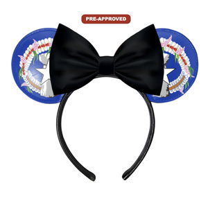 Diadema Personalizada de Fábrica con Diseño Pre-Aprobado, Hecha a Medida, con Orejas de Ratón y Bandera de las Islas Marianas del Norte - Product Image 1