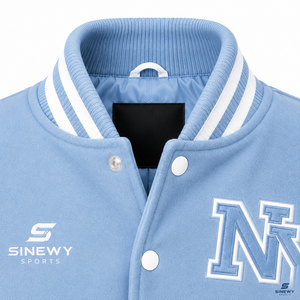 Personalized Team Varsity <b>Jacket</b> Classic Letterman Style with Custom Name Logo Rib Knit Trim and Snap Button Front Closure - Product Image 3