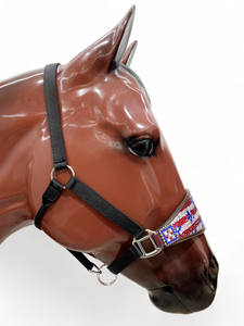 OEM Western Horse Bronc Halter Argentina Cuir Rhinestone Décoré USA Drapeau Design Personnalisé SS Fitting Conchos Entièrement Réglable - Product Image 4
