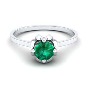 แหวนพลอยมรกตทรงกลม 14K ทองคำแท้ น้ำหนัก 0.84 กะรัต จากโรงงาน REYES ราคาขายส่ง สำหรับผู้หญิง เครื่องประดับพลอยประจำเดือนเกิดคุณภาพสูง - Product Image 1