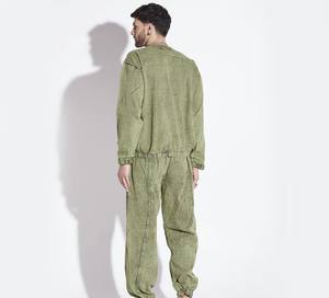 Chándal de lavado ácido de peso pesado de alta calidad Conjunto de sudadera y pantalones de chándal vintage Diseño personalizado Conjunto de 2 piezas lavado con ácido unisex - Product Image 4