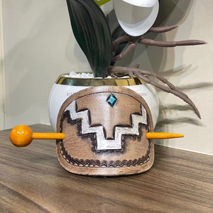 Western Style Tooled Leather Vintage Women <b>Hair</b> Stick Barrette <b>Clips</b> Genuine Leather <b>Hair</b> <b>Slide</b> Bridesmaid <b>Hair</b> Accessories - Product Image 2