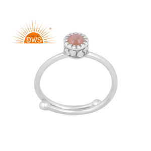 Anillo ajustable de piedras preciosas de piedra lunar de melocotón Natural de plata de ley fina de último diseño, fabricante de joyería - Product Image 1