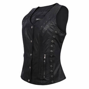 Tallas grandes manga larga transpirable ligero 100% cuero calidad profesional nueva llegada mujeres Biker chaleco - Product Image 2