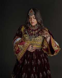 Antique Afghani Vintage Banjara Dentelle Broderie Longueur Sol Manches Longues ODM Robe Formelle pour les Femmes - Product Image 3