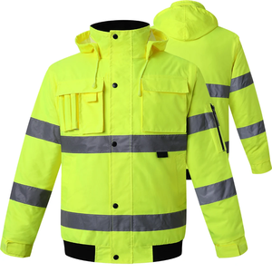Vestes de vêtements de travail haute visibilité d'occasion Logo avant brodé réfléchissant Service OEM de fermeture à glissière fonctionnelle Durable disponible - Product Image 2