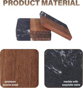 Ensemble de 4 sous-verres carrés en céramique classiques - Réutilisables, durables et écologiques - Product Image 5