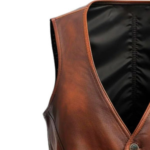 Nuevo Chaleco de cuero al por mayor de alta calidad sin mangas diseño personalizado Streetwear Chaleco de cuero transpirable para hombres - Product Image 6