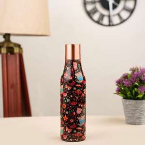 Bouteilles authentiques en cuivre pur pour détoxifier l'eau et conçues avec des motifs complexes pour plus de style et de fonctionnalité - Product Image 2