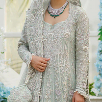 Robes Salwar pour femmes, style pakistanais, dentelle unie, sequins, boutons, vêtements de fête, 2023, Georgette lourde avec broderie