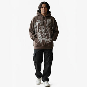 Sweat à capuche unisexe surdimensionné à épaules tombantes, lavage à l'acide, logo brodé, pour la mode streetwear décontractée, pour les marques de vêtements - Product Image 4