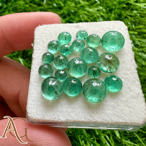 Natural Emerald Zambian Round Cabochon Faceted Gemstone For Jewelry Making Loose Gemstone certified - Product Image 1