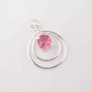 Pendentif en argent sterling 925 avec pierre précieuse tourmaline rose, bijoux pour femmes, certifié IGI, forme poire, pierre de naissance d'octobre, cadeau - Product Image 6