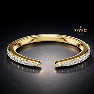 <b>Open</b> Cuff Lab Diamond 10K GOLD <b>Ring</b> Minimal Stackable Womens Band - Product Image 5