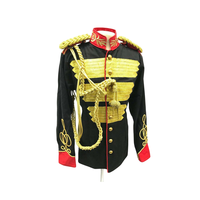 Nouvelle veste noire rouge élégante de cérémonie universelle personnalisée avec uniforme napoléon doré sur le devant tissé en or