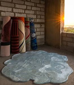 Alfombra de Lana Premium para Decoración del Hogar, Alfombra Gris de Lujo Hecha a Mano, Alfombra Gris Abstracta, Alfombra de Lana Premium para el Hogar - Product Image 2