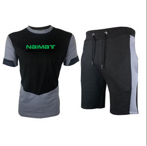 Wholesale Custom Logo 260 GSM <b>Canvas</b> T-Shirt Shorts Set for Men <b>Round</b> Neck T-Shirts and Short Sets - Product Image 1