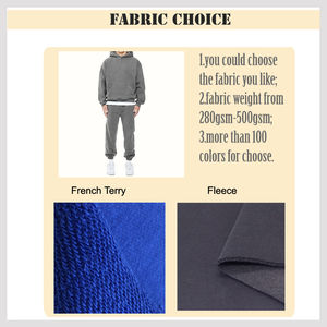 Haute qualité 100% Polyester polaire respirant survêtement Vintage lavage à l'acide maigre survêtements ensemble plaine à capuche Streetwear hommes - Product Image 6