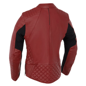 Chaqueta de moto de invierno roja auténtica para mujer, cuero de carreras protegido CE con armadura para mujer, técnica impresa de talla grande - Product Image 2