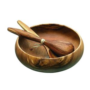 Bol à noix rond en bois d'acacia fait main, bol de service en bois naturel, porte-collations, vaisselle Art Déco pour les collations - Product Image 4