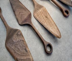 Serveur à tarte en bois Ensemble couteau à gâteau et serveur en bois d'acacia pour gâteau de mariage et fêtes d'anniversaire et événements Serveur à gâteau en bois - Product Image 6