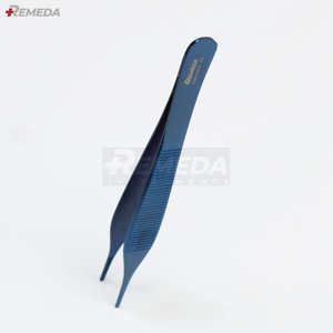 Pinzas para pulgar de vendaje REMEDA Adson, pinzas con puntas dentadas recubiertas de azul de titanio, base de instrumento Manual, instrumentos quirúrgicos - Product Image 6