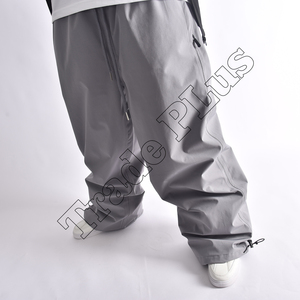 Pantalon de ski gris imperméable pour homme avec cordon de serrage, 100 % polyester, respirant, coupe-vent, pantalon de snowboard, taille adulte - Product Image 2
