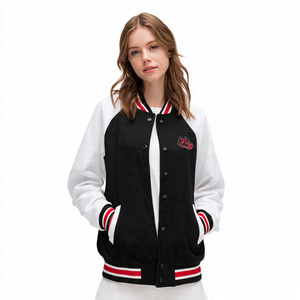 Chaqueta Universitaria Extra Grande para Mujer, Holgada, con Bordado, Mangas de Lana, Chaqueta Universitaria con Hombros Caídos para Mujer - Product Image 5