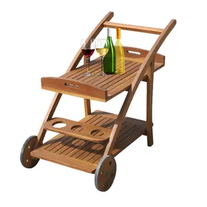 Muebles de exterior Carrito de té con ruedas Estilo moderno Precio de fábrica Carrito de té de madera Muebles de patio Fabricante de Vietnam