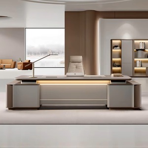 Modern Wooden Shaped Executive Office <b>Desk</b> Ergonomic Eco Friendly Corner <b>Computer</b> Workstation Commercial Office Table Easy Ass - Product Image 1