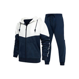 Men's Solid Pattern Full <b>Zip</b> <b>Hooded</b> Jogger Sweatsuit Long Sleeve Workout Tracksuit for Running Set - Product Image 5