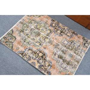 Petit tapis vintage, tapis turc de 2,9 x 3,7 pieds, tapis en laine marron - Product Image 3